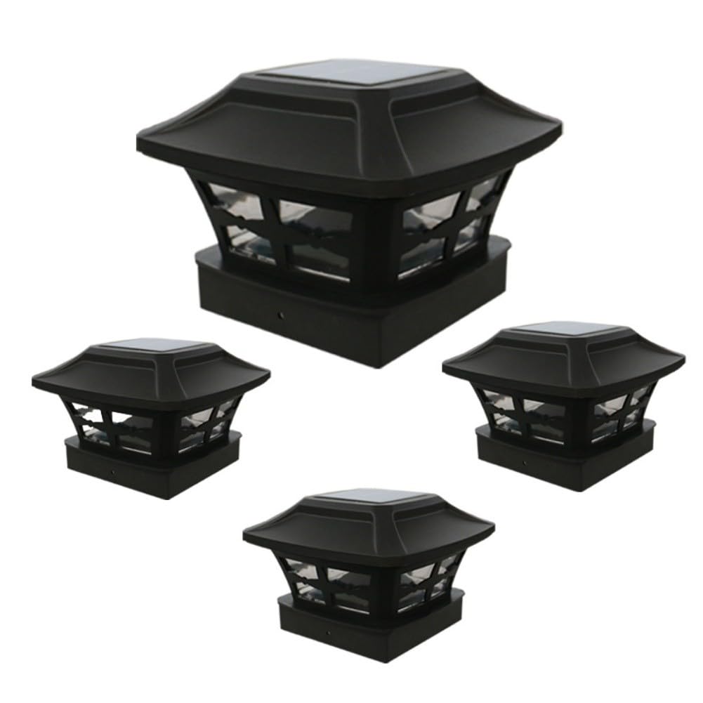 Luces solares para postes de 4 x 4, 5 x 5, 6 x 6 pulgadas, para valla de jardín LED renacentista para iluminación, IP44 resistente a la intemperie, paquete de 4