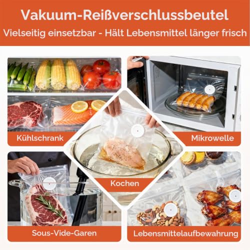 DOMIVIO Vakuumbeutel mit doppeltem Reißverschluss sind in den Größen ZIP-Bags-Diese wiederverwendbaren Sous-Vide-Beutel sind BPA-frei (25… – Ansicht 3