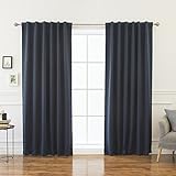 Best Home Fashion Premium Thermal Insulated Blackout Curtains - Back Tab/Rod Pocket - Navy - 52' W x 108' L - Tie Backs Included (Set of 2 Panels)