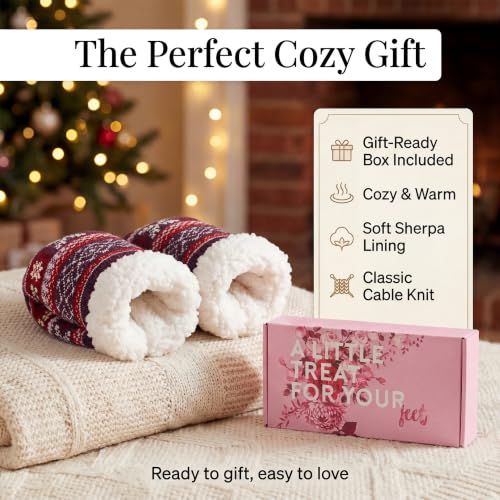 Image of The Metluks Women's Fuzzy Slipper Socks with Non-slip Grippers, Sherpa Lined Warm Cozy Gift Socks
