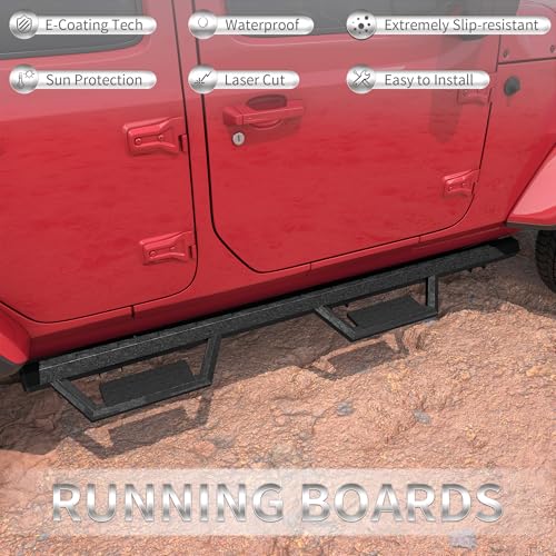 Estribos laterales de acero carbono para Jeep Wrangler JK miniatura 6