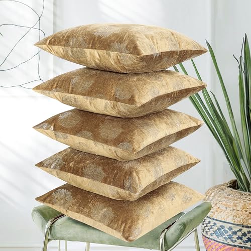 RD TREND® Premium Velvet Cushion Covers Set of 5| Golden Feather ...