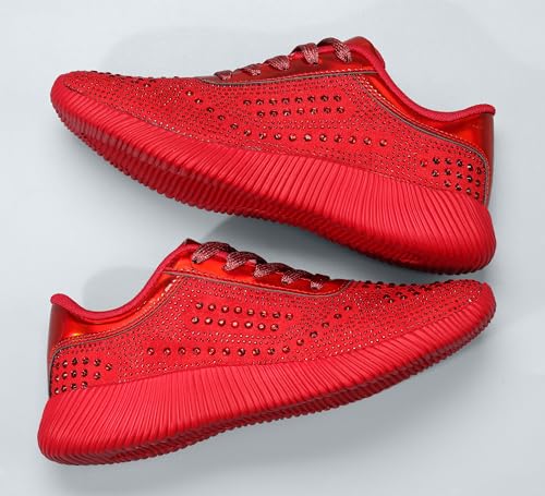 Image of BELOS Women's Glitter Shoes Sparkly Lightweight Metallic Sequins Tennis Shoes Casual Retro Braided Walking Shoes