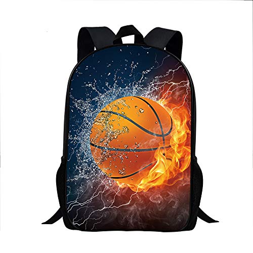 Basketball Backpack Combustion Pattern School Bookbags for Kids