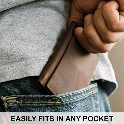Image of Top Grain Leather Trifold Wallet for Men | Ultra Strong Stitching | Handcrafted Argentinian Leather | RFID Blocking | Extra Capacity Trifold Wallet |Thin and Sophisticated Tri-Fold Design