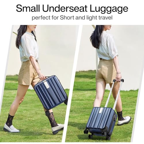 Image of Hanke 14 Inch Underseat Carry On Luggage with Wheels Hard Shell Suitcases Lightweight Small Luggage for Weekender Mini Suitcase Carry On Bag Travel Luggage Christmas Gifts for Birthday (Dark Blue)