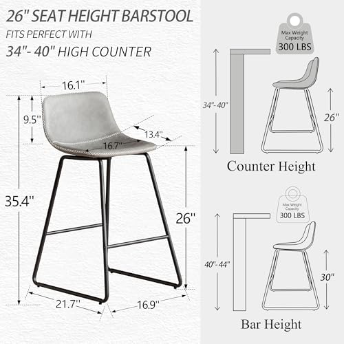 Image of Counter Height Bar Stools Set of 4 with Durable Stable Legs