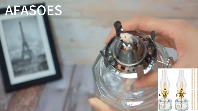 Lampe à Huile Intérieur Vintage En Verre Transparent - Luminosité Réglable, Coupe-Vent Pour Salon Et Urgence