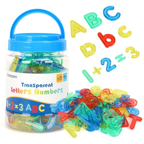 Vatrepeo 66 Pcs Translucent Plastic Letters and Numbers, Light Table Manipulatives Alphabet Letters, Light Table Toys, Light Table Accessories for Enhanced Learning & Fun