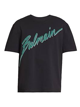 Amazon.com: Balmain, Flocked Logo Cotton T-Shirt, X-Large