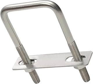 Jutagoss 1Pcs 304 Stainless Steel M8 Thread Silver Square Bend U Bolts with Nuts, Washers and Frame Plate 1.97
