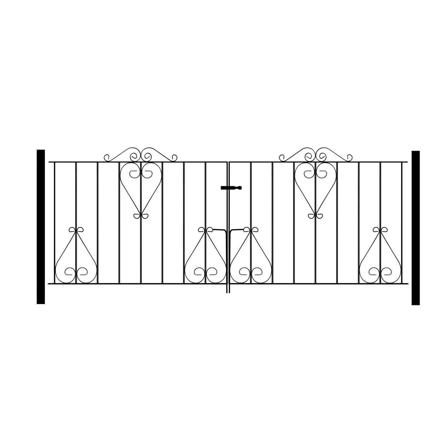 Classic Scroll Metal Garden Driveway Gates Galvanised Wrought Iron Style Gate (2438mm (8ft) Gap x 914mm High CDZP13)
