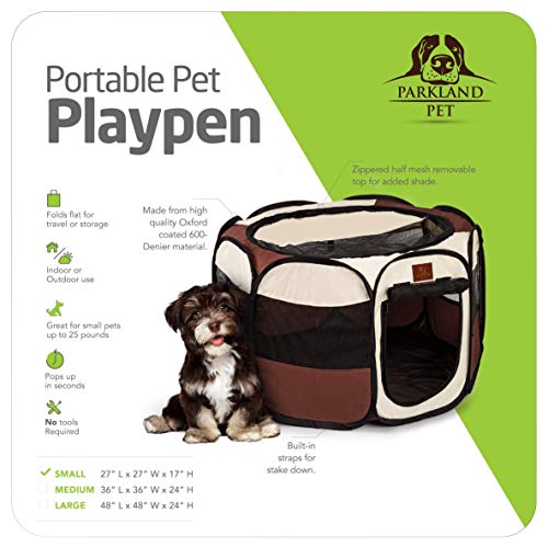 Parkland Pet Portable Foldable Playpen Exercise Kennel Dogs Cats Indoor/Outdoor Removable Mesh Shade Cover, Carrying… - Image 3