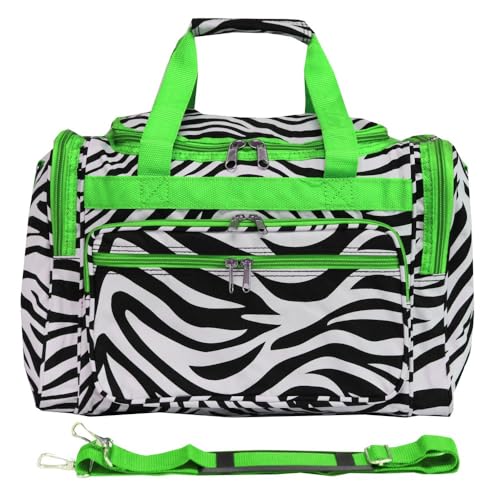 Image of World Traveler 81T16-163-G-1 Duffle Bag, One Size, Green Trim Zebra