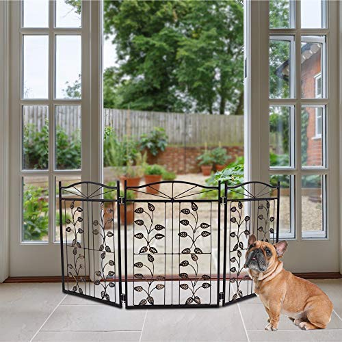 のため Hoovy Freestanding Metal Pet Gate Foldable & Extendable Dog