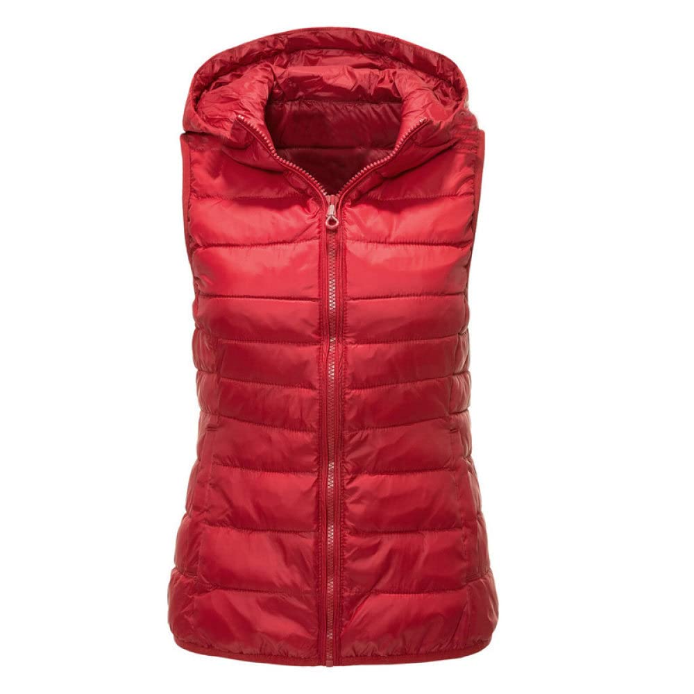 Chalecos Exteriores Para Mujer,Chaleco Acolchado Para Mujer Con Chaleco De Transición Rojo Con Capucha Chaqueta Sin Mangas De Invierno Chaleco Acolchado Elegante Chaleco Cálido Chaleco Acolchado D