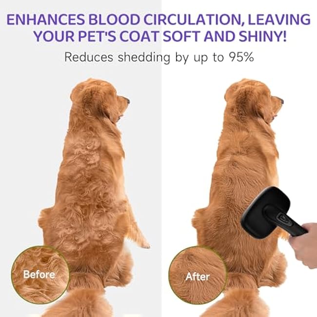 Dog Brush Kit ¨C 3 PCS Grooming Set with Self-Cleaning Brush, Undercoat Rake & Pet Bath Brush. Great for Shedding, Tangles & Dirt Removal ¨C Ideal for Long & Short Haired Dogs & Cats, Black-SPCaXl61