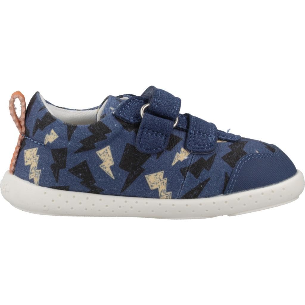 GARVALÍN 242350-A Zapatillas para niño, estampado de dragón, color marino, calzado respetuoso para niños, con velcro NIÑO ZAPATILLAS