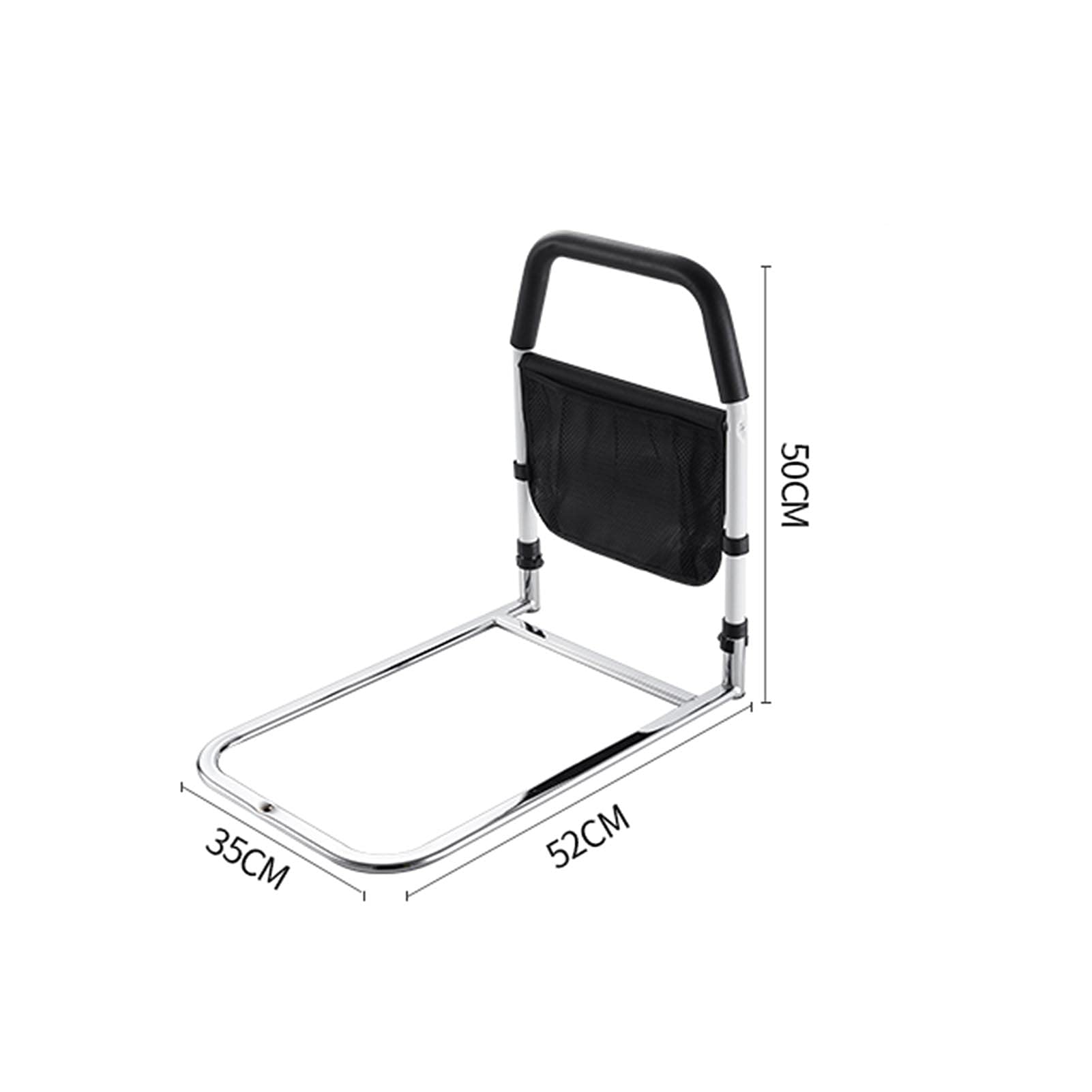 Sponda Letto di Sicurezza, Aiuto alla Mobilità con Utile Tasca Portaoggetti, Maniglia per Binario di Aiuto al Letto Carico Massimo 136KG