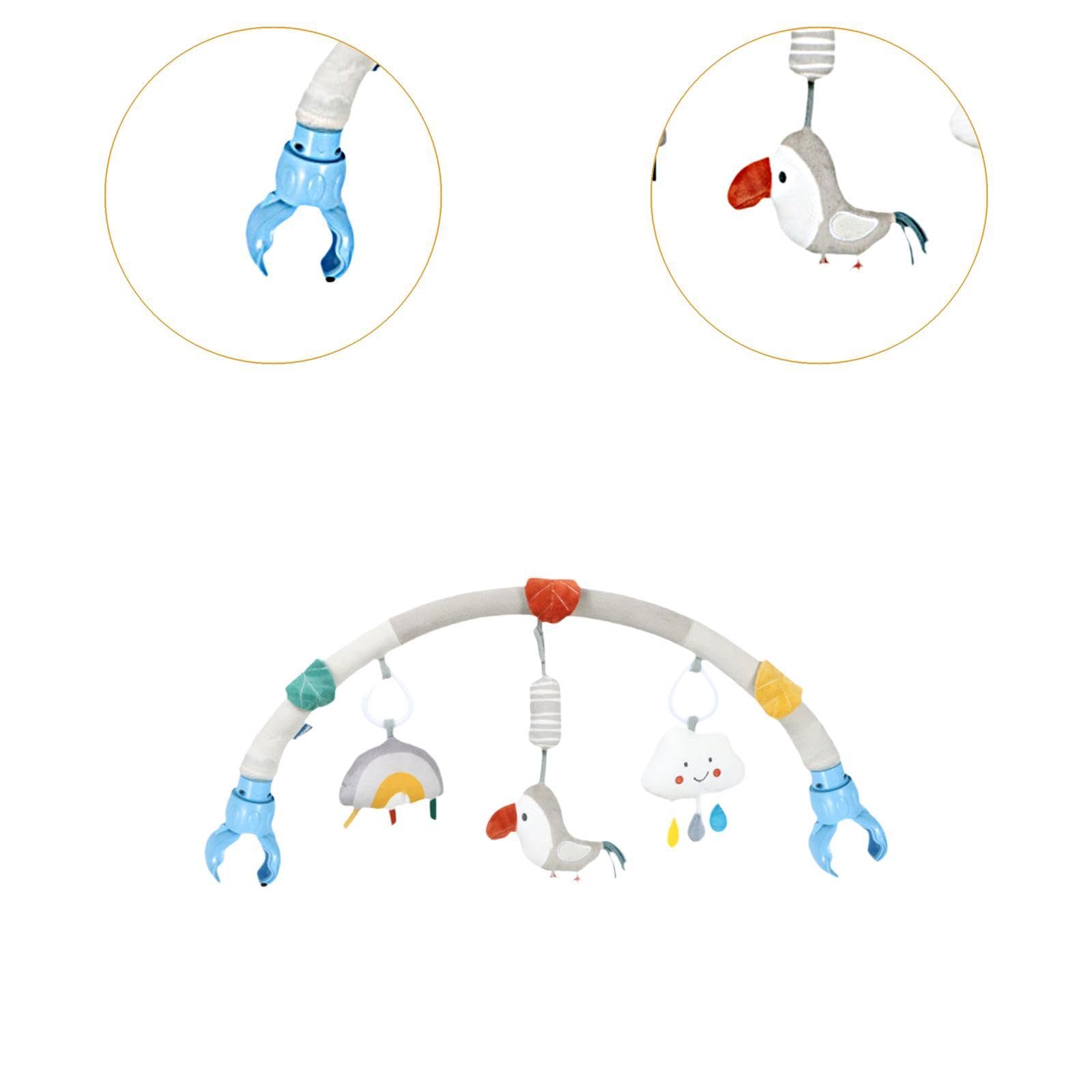 perfk Arche de jouet pour poussette de bébé, hochet sensoriel suspendu pour nouveau-né, jouet doux pour activité de développement précoce, mobile pour siège, Oiseau
