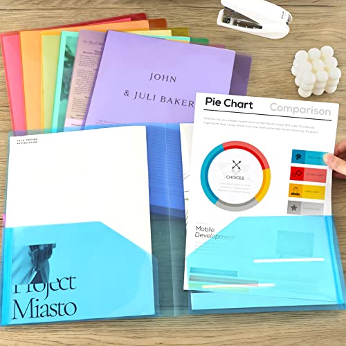 Eoout 24Pcs Plastic Pocket Folders With 2 Pockets For Office Students And School, Letter Size, A4 Size, 8 Assorted Colors #TOP5