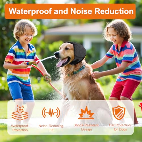Hunde-Ohrenschützer, wasserdichte Hunde-Ohrenschützer, verstellbare Hunde-Lärmschutz-Ohrenschützer, bequeme Hunde-Ohrenschützer für Lärmschutz, für Bad, Pflege, Angstlinderung (M, Grau)