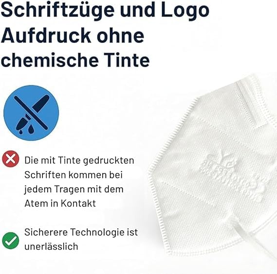 50 FFP3 Mund- und Nasenschutz Maske mit EC Zertifizierung, 5 Lagige Maske ohne Ventil, Staub- und Partikelschutzmaske, medizinische Schutzmaske mit hoher PFE-Filtereffizienz ≥ 99, 50 Atemschutzmaske