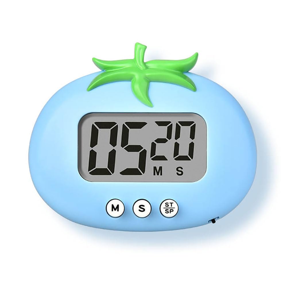 Timer elettronico a forma di pomodoro, timer da cucina da 99 minuti, timer da cucina, timer da cucina, contatori di allarme, gadget per la casa, gestione del tempo (blu), GRB1023