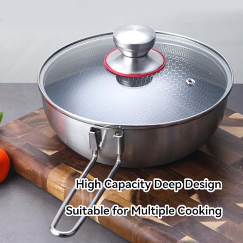 Wok con mango desmontable y tapa, acero inoxidable 9.44in miniatura 6