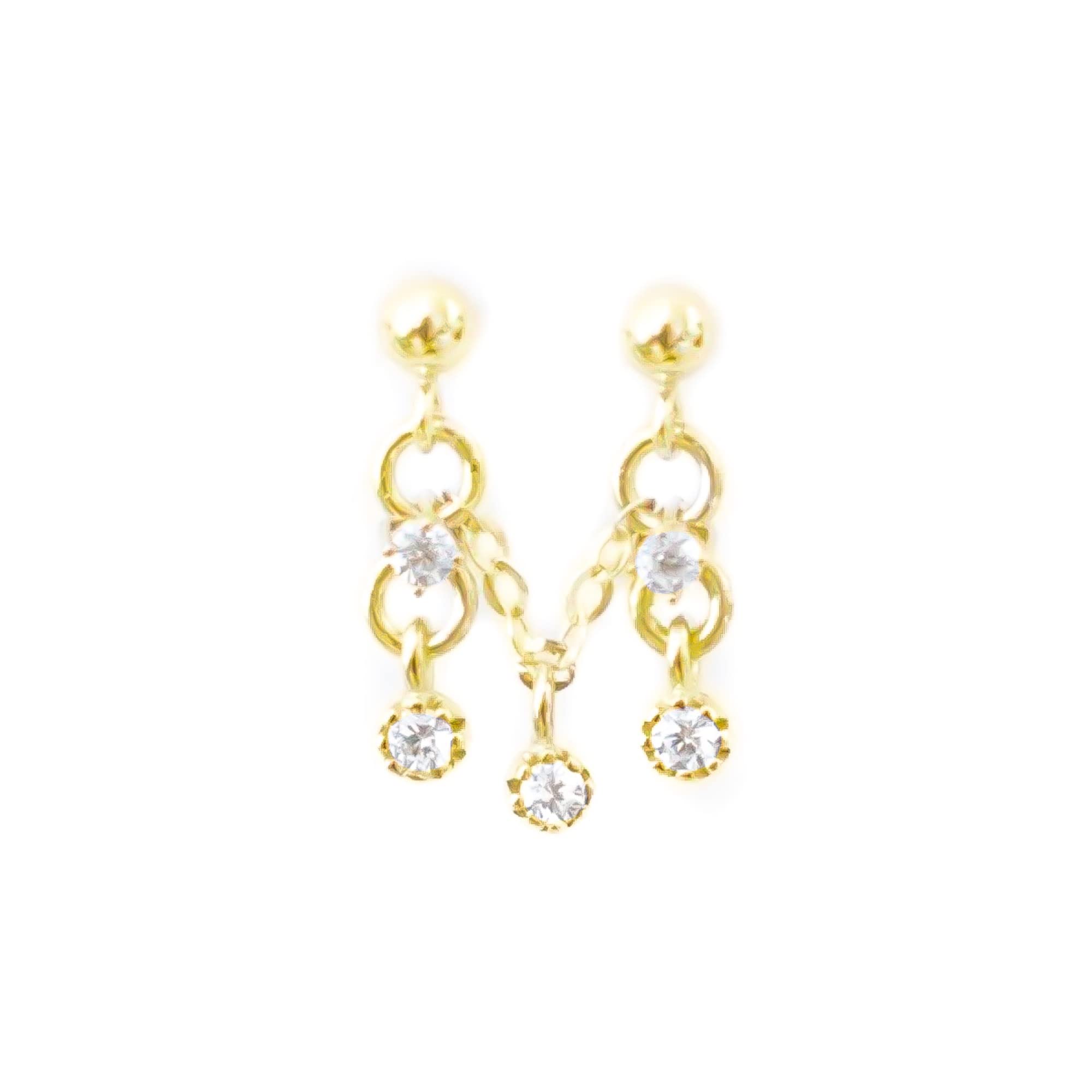 Kette ohrringe Doppelohrringe Zirkonia Ohrstecker Diamant Sterling Silber Ohrpiercing