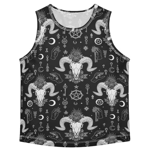 J JOYSAY Cartoon Goats Moon Black Boys Tank Top Sleeveless Muscle Shirts Quick Dry Workout Active Sport Kids T-Shirts 3-15T