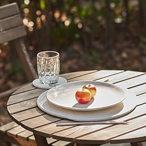 Round Placemats Set of 4, White Placemat-Woven Cotton Rope Chargers for Dinner Plates, Non-Slip, Heat Resistant Table Decor, Boho Farmhouse Kitchen Decor (Off White, 13-inch Plus coaster) Round Placemats Set of 4 White Placemat Woven Cotton Rope Chargers for Dinner Plates Non Slip Heat Resistant Table Decor Boho Farmhouse Kitchen Decor Off White 13 inch Plus coaster