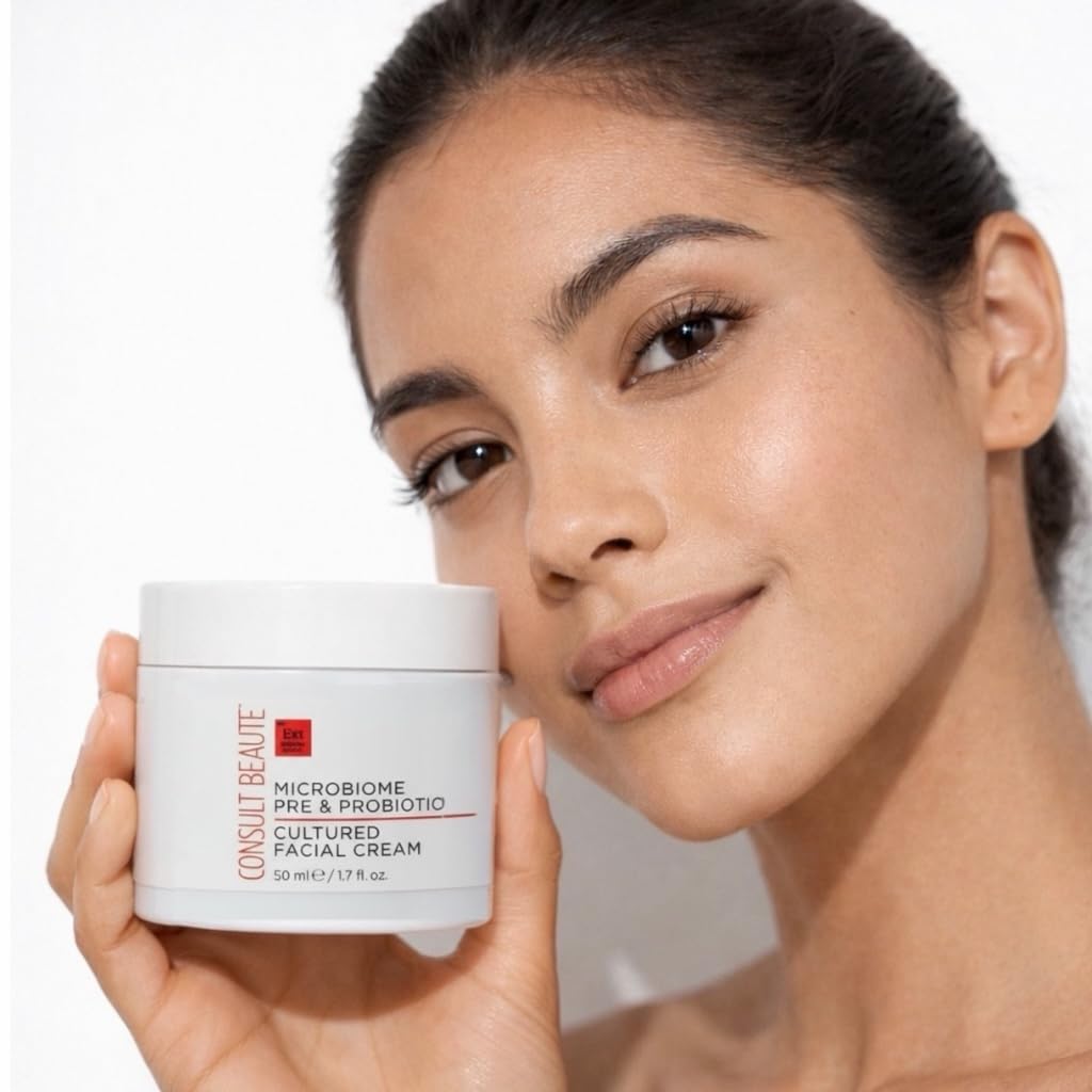 Consult Beaute MICROBIOME Pre & Probiotic Cultured Facial Cream, Helps Balance & Strengthen Skin's Moisture Barrier, Long-Lasting Hydration, Easy and Fast-Absorbing, Suitable for All Skin Types 1.7 oz