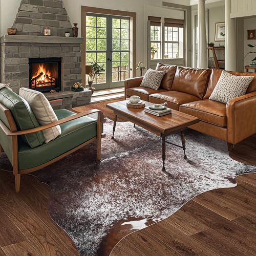 Cow Hide Rug 8x10ft Cow Print Faux Animal Skin Carpet