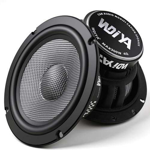 Image of Upgrade 6.5 inch Car Midrange Speakers, 300W Peak Power Carbon Fiber Cones, 4 Ohm Mid-Bass Stereo Audio - High Sensitivity, Shockproof Design (Pair)