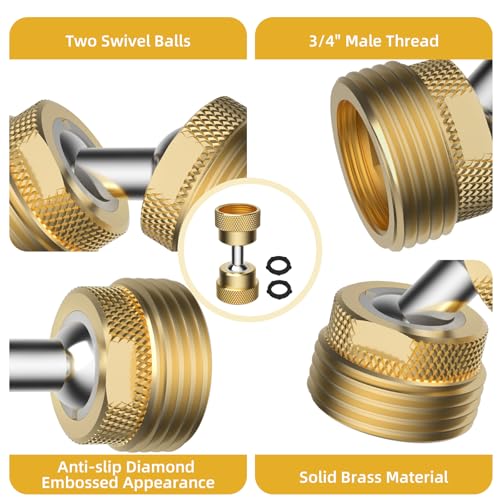 Image of Swivel All-Metal Garden Hose Adapter, 3 /4 inch GHT Hose Protector, Male to Male
