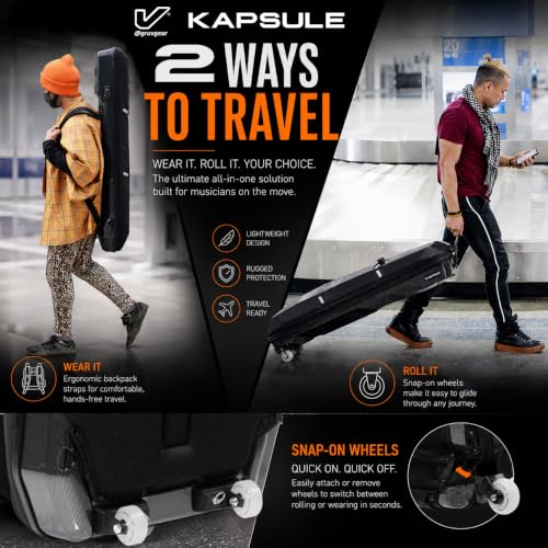 Image of Gruv Gear Acoustic Guitar Case Hard, Patented Acoustic Guitar Gig Bag with Adjustable Backpack Straps, Easy Rolling Wheels, Travel Approved, Multiple Pockets for Guitar Accessories, Holds 1 Instrument