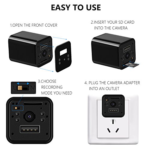 Hidden Camera - JAKIELAX Spy Camera Adapter- 1080P HD USB Charger Camera with Motion Detection and Loop Recording Free Flash Transfer Stick for Protection of Your Home and Office