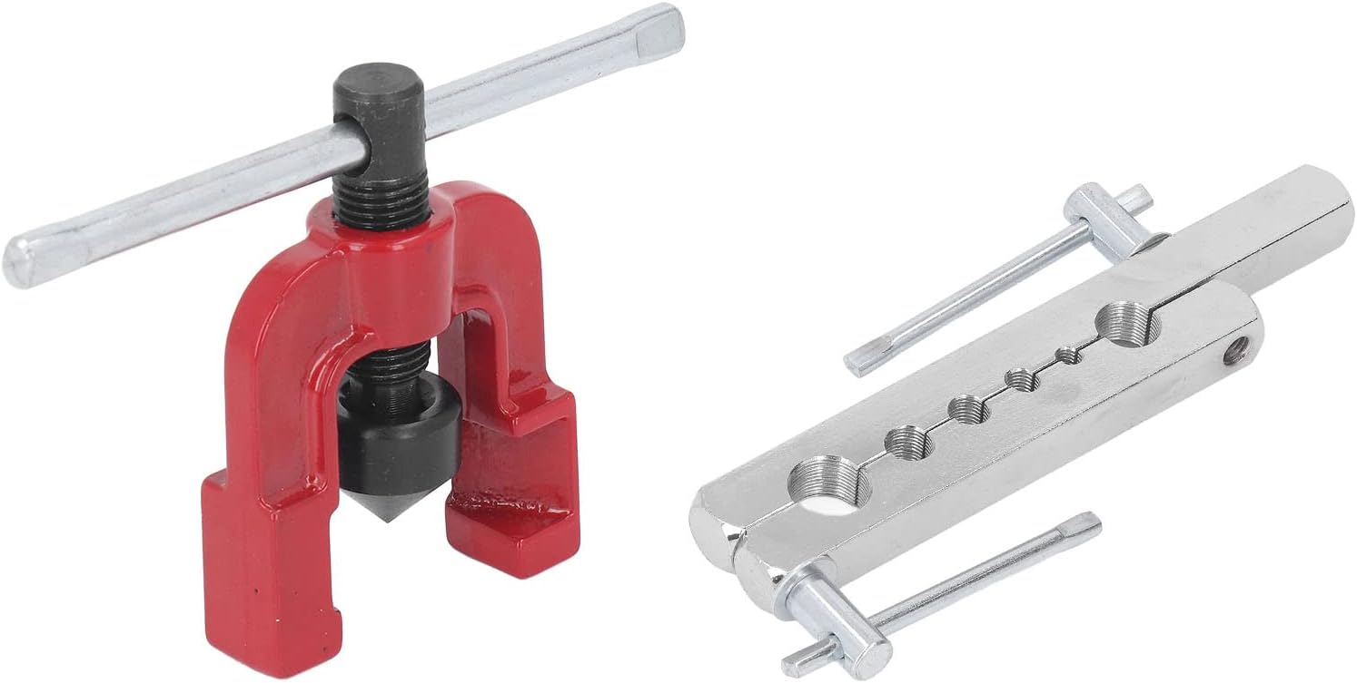 Copper Pipe Flaring Tool Set, Zinc Alloy, 3 / 16in to 5 / 8in with Jig -, Smooth Operation, for Brake and Fuel Line Repair