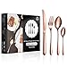 Juego de Cubertería 48 Piezas, vancasso Cubeterías de Acero Inoxidable 18/10, Cuchillo de Cena, Cuchara de Mesa, Tenedor, Tenedor de Póstres, para 12 Personas - Oro Rosa