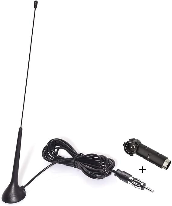 Eightwood Antenne Voiture FM Antenne Radio FM Adaptateur Din Patch Antenne 3 mètres Câble Pare