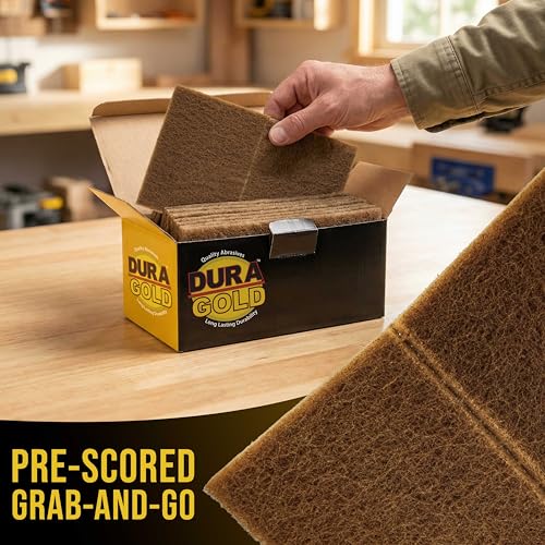 Image of Dura-Gold Premium 6 inch x 9 inch Gold Coarse Scuff Pads, Box of 10 - Scuffing, Scouring, Sanding, Paint Primer Prep Adhesion Scratch - Surface Preparation For Automotive Car Auto Body Repair Woodworking Wood
