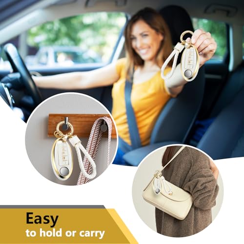 Image of for Nissan Key Fob Cover with Luxury Metal Braided Rope Keychain,Upgraded Soft Key Case for Nissan Key Shell (5 Button only) (Gold, Braided Rope)