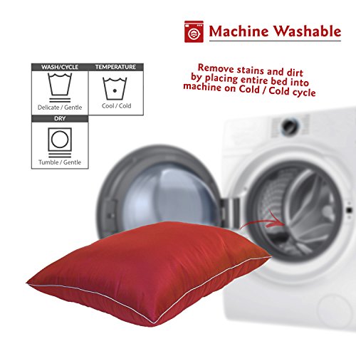Image of Majestic Pet Rectangle Medium Dog Bed Washable - Non Slip Comfy Pet Bed - Super Value Crate Pet Pillow - Puppy Kennel for Sleeping - Medium Breed 35 x 28 Inch - Solid Red