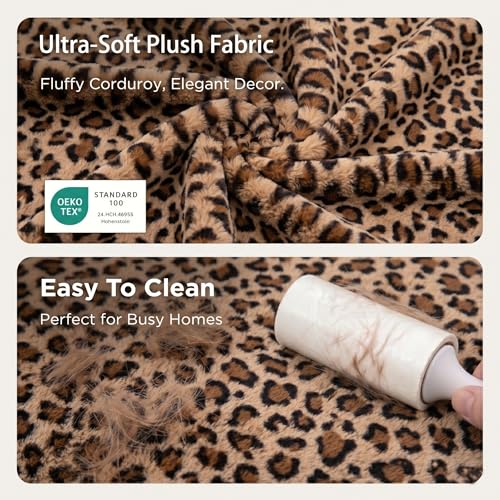 Image of Faux Fur Dog Bed Covers - Ultra Soft Rose Velvet, Removable & Washable, Cozy & Durable,Large Pet Bed Cover Only (No Filling) - Gray, (Leopard Print Brown-White, Small(30.0 inchL x 20.0 inchW x 4.0 inchTh))