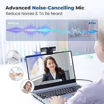 1080P Webcam with Microphone, RC15 Computer Camera for PC 30fps with 110 FOV/Privacy Cover/Low Light Correction,USB Web Cam for Zoom/Skype/Teams/Conference/Video Calling/Meeting