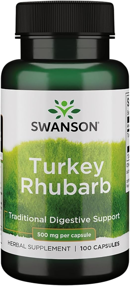 Swanson Turkey Rhubarb, Herbal Supplement 500 mg, 100 Capsules 100 Count (Pack of 1)