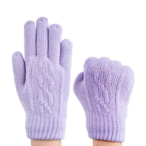 2 Pairs Kids Winter Knit Gloves Boys Girls Warm Thermal Cable Knitted Gloves 2-6-10-14 Year Wool Fleece Lined Mittens 5