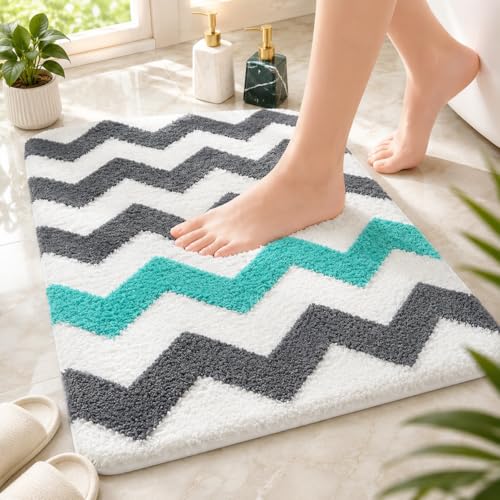 Image of Cotton Door Mat | Water Absorbent, Anti-Skid, Machine Washable Floor Mat | Soft Microfiber Carpet for Home, Living Room & Bedroom | Premium Decorative Mat (Multy, Rectangular)