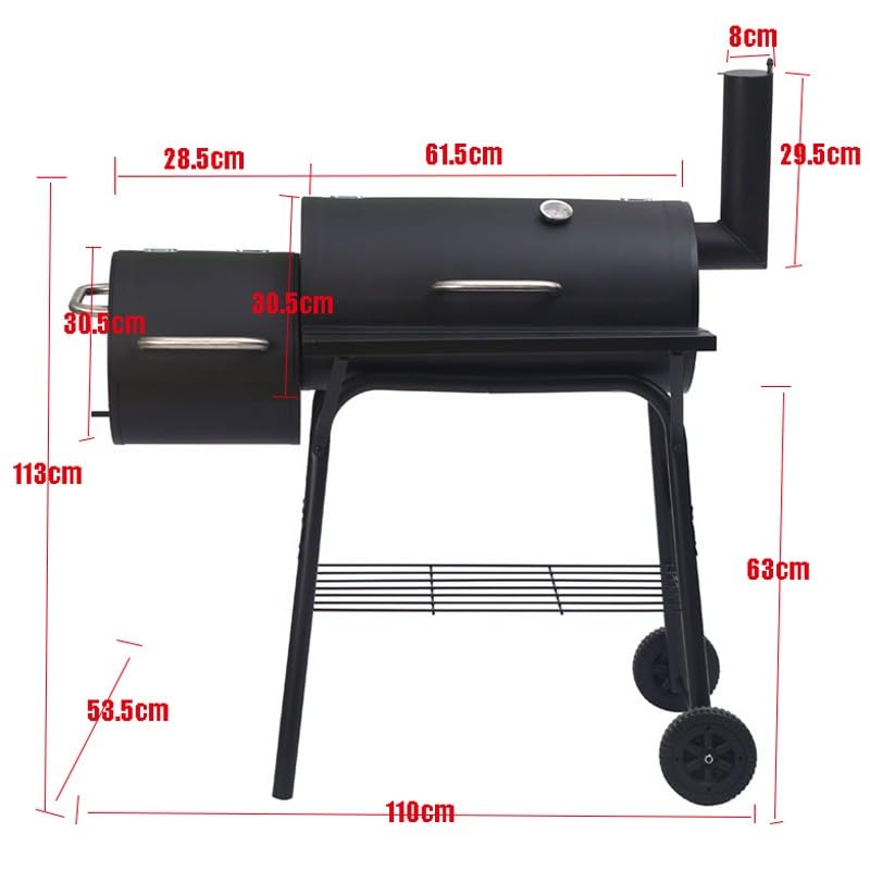 Griglia a carbone con affumicatore offset, barbecue portatile resistente per grandi eventi all'aperto
